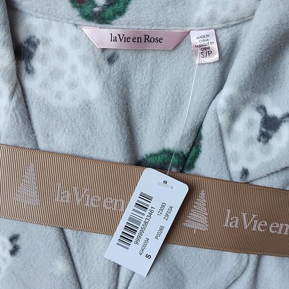 New With Tag La Vie En Rose Size‎ Small Festive Print 2 Piece Micropolar Pajamas - Picture 8 of 11